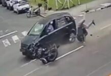 Motorista persegue e derruba motociclista após discussão de trânsito em Balneário Camboriú
