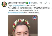 Eduardo Bolsonaro pede que eleitores não votem em candidatos do Podemos
