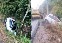 Acidente na SC-401 causa interdição em Florianópolis Carro sai da pista, cai em vala e interdita trânsito na SC-401, em Florianópolis
